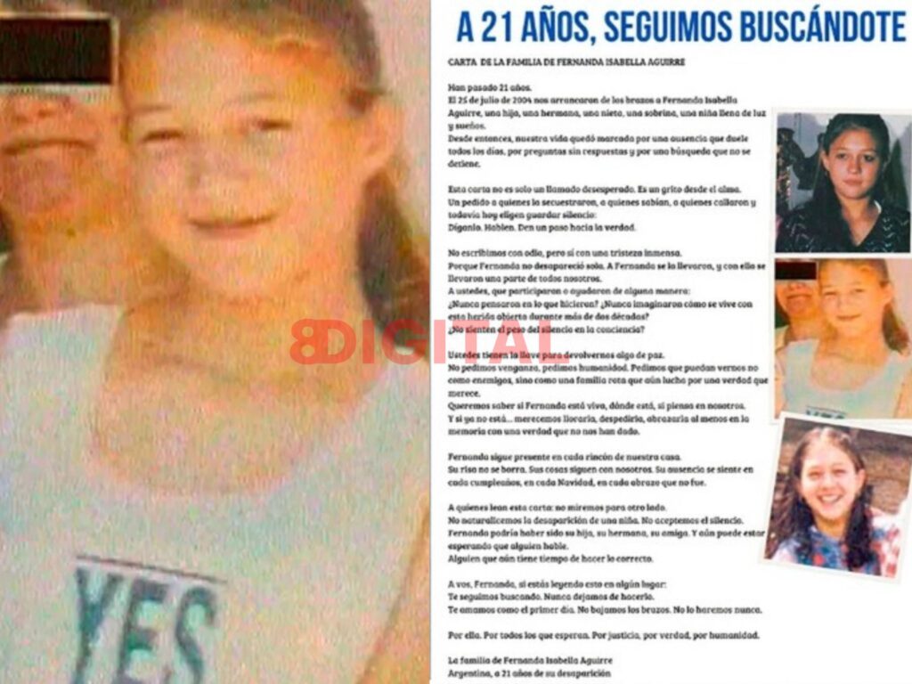 Fernanda Aguirre a 21 años de su desaparición