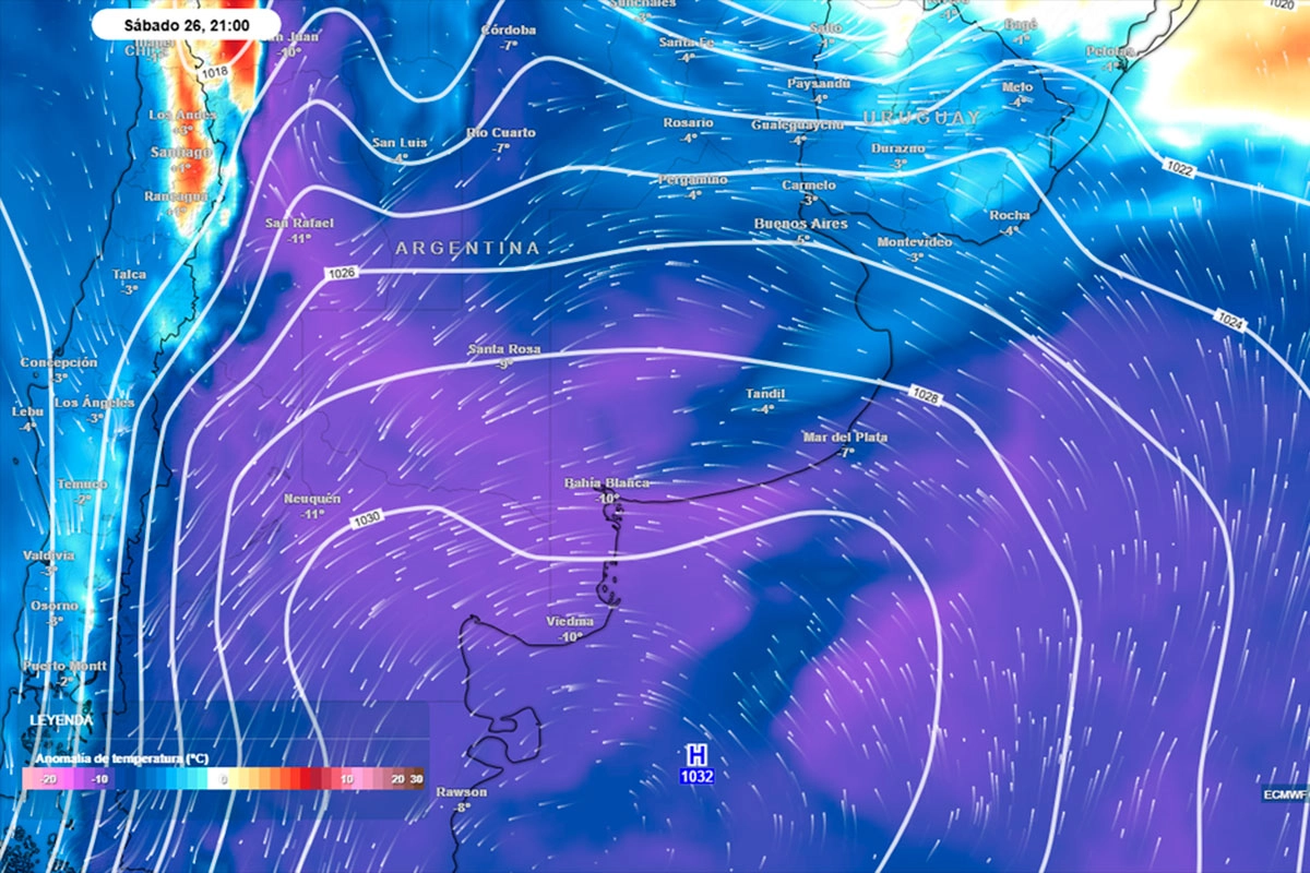 Prevén una nueva irrupción de aire polar hacia fin de mes. Foto: (Meteored).
