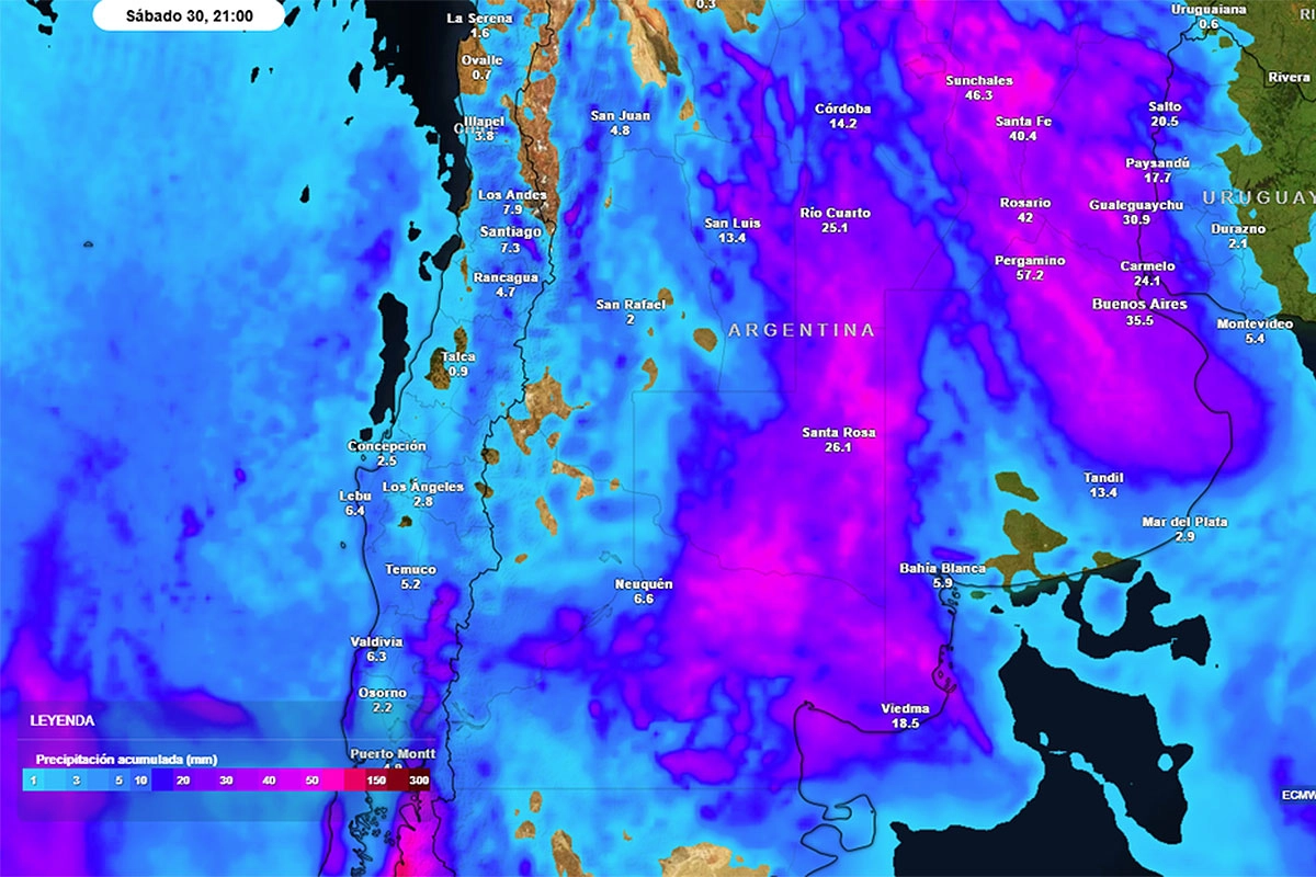 El sábado llegaría la tormenta de Santa Rosa. Foto: Meteored
