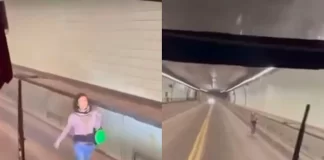 Imágenes de la mujer caminando por el Túnel Subfluvial. Foto: LT10