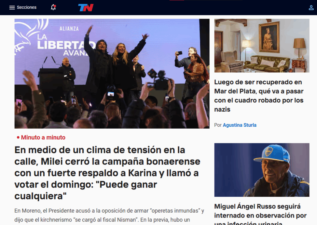 Cómo reaccionaron los medios al cierre de campaña de Javier Milei en Moreno.