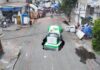 El impactante video del momento exacto en el que un camión se hunde y "desaparece" en el medio de una calle