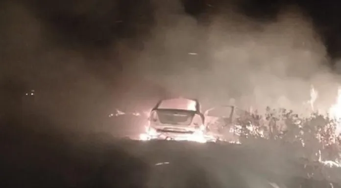 Se incendió un auto en el camino de Puiggari a Racedo