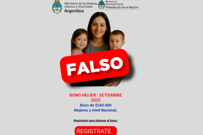 Alerta por estafa con un falso “Bono Mujer”