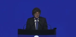 Javier Milei en el FIT 2025. Foto: NA.