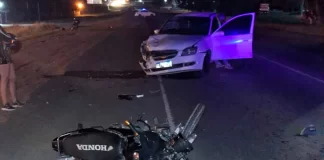 Grave choque en Ruta 12, al frente de la entrada de San Benito. Foto: Policía de Entre Ríos