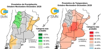 Lluvias y temperaturas: qué se pronostica para octubre, noviembre y diciembre. Foto: SMN.
