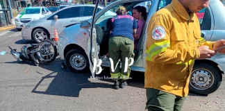 Accidente en microcentro paranaense. Foto: Bomberos Voluntarios Paraná