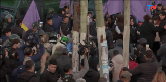 Choques entre militantes libertarios y kirchneristas en Moreno. Foto: Captura video TN.