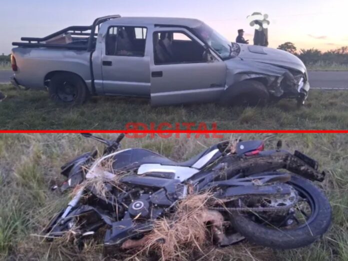 Un motociclista murió tras chocar contra una camioneta en Ruta Provincial N° 2. Foto: P.E.R.