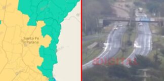 Alerta por tormentas en Entre Ríos. Foto: Elochodigital / SMN.