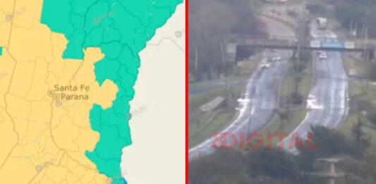 Alerta por tormentas en Entre Ríos. Foto: Elochodigital / SMN.