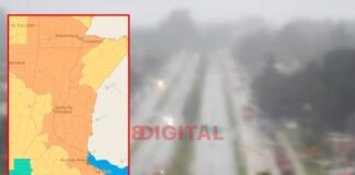 Alerta naranja por tormentas severas en Entre Ríos. Foto: Elochodigital/SMN.