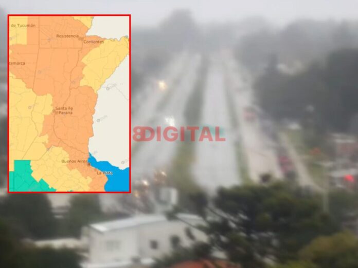 Alerta naranja por tormentas severas en Entre Ríos. Foto: Elochodigital/SMN.