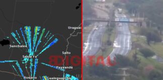 El mapa de lluvia en Entre Ríos. Foto: Meteored y Elochodigital.