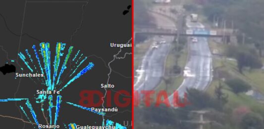 El mapa de lluvia en Entre Ríos. Foto: Meteored y Elochodigital.