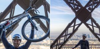 Un ciclista batió un récord al subir la Torre Eiffel en bicicleta y se consagró como el más rápido de la historia