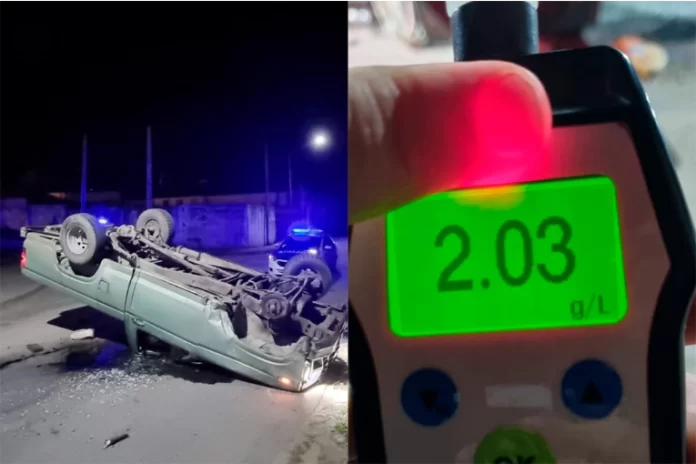 Conductor ebrio volcó su camioneta en Victoria: tenía 2,03 de alcohol en sangre
