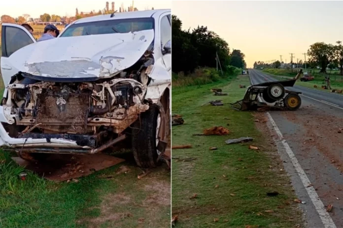 Fuerte choque entre dos camionetas en Ruta 11 Fuerte choque entre dos camionetas en Ruta 11