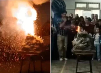 Explosión en feria escolar de Pergamino dejó una alumna grave y más de diez heridos Explosión en feria de ciencias. Foto: captura de video