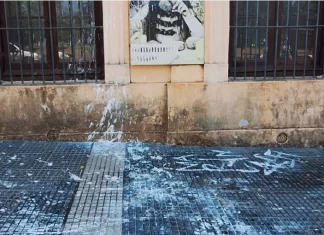 Denuncian pintadas antisemitas en el Museo Serrano de Paraná Vandalismo y pintadas antisemitas. Foto: (GPER).