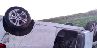 Despiste y vuelco en la ex Ruta 131. Foto: Policía de Entre Ríos