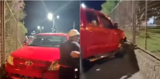 Conductor alcoholizado choca contra el Corsódromo en Gualeguaychú y pone en riesgo a peatones. Foto: R2820.