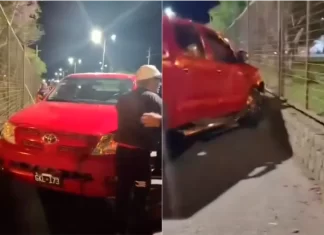 Conductor alcoholizado choca contra el Corsódromo en Gualeguaychú y pone en riesgo a peatones. Foto: R2820.