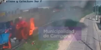 El choque múltiple de Ruta 9 quedó registrado. Foto: Cámaras de Seguridad Vial de Campana