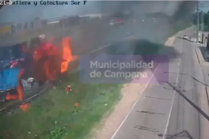 El choque múltiple de Ruta 9 quedó registrado. Foto: Cámaras de Seguridad Vial de Campana