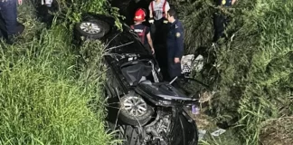 Cayó un auto bajo un puente en Ruta 12.