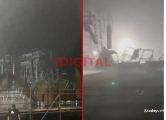 fuerte temporal derrumbó el escenario en San Nicolás de la FDD