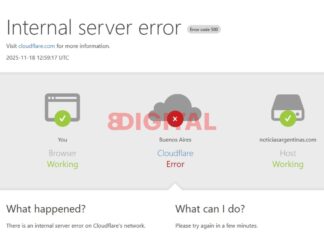 Caída global de Cloudflare en Noticias Argentinas. Foto: Elochodigital