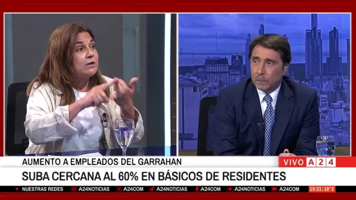 Tenso cruce entre Eduardo Feinmann y una sindicalista del Hospital Garrahan. Foto: A24 Tenso cruce entre Eduardo Feinmann y una sindicalista del Hospital Garrahan. Foto: A24