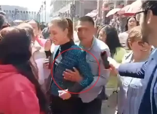 Un hombre acosó, tocó e intentó besar a la presidenta de México durante una recorrida El momento en el que el hombre toca a la presidenta