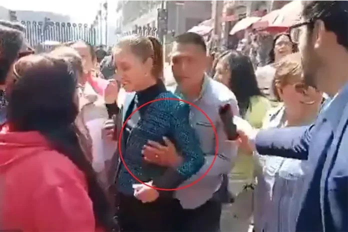 El momento en el que el hombre toca a la presidenta El momento en el que el hombre toca a la presidenta