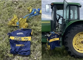 Apareció en Uruguay la camiseta que Boca lanzó al cielo en homenaje a Miguel Ángel Russo