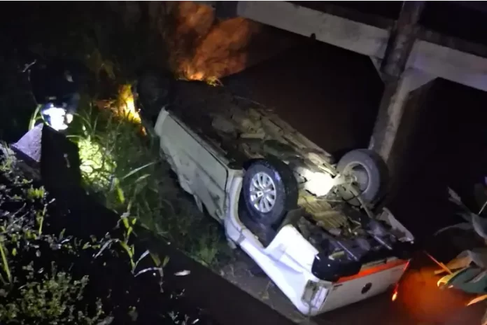 Despiste en Ruta 18. Foto: Policía de Entre Ríos Despiste en Ruta 18. Foto: Policía de Entre Ríos