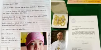 La carta de Dulce y la respuesta del Papa, junto al rosario