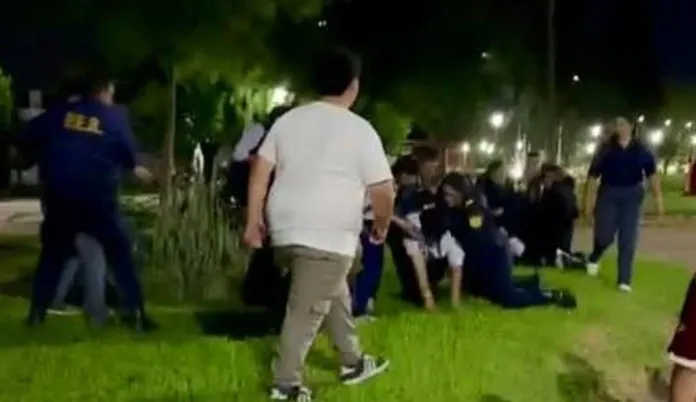 Una mujer policía fue agredida durante una pelea. Foto: Info San Jaime de la Frontera