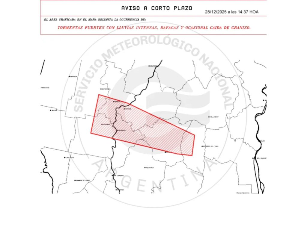 Emiten alerta de corto plazo por tormenta fugaz en Paraná, Diamante y Victoria