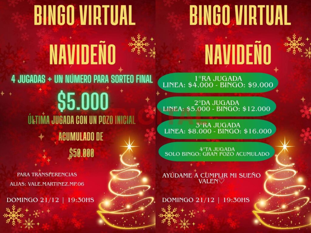 Joven organiza un Bingo Virtual Navideño para cumplir su sueño