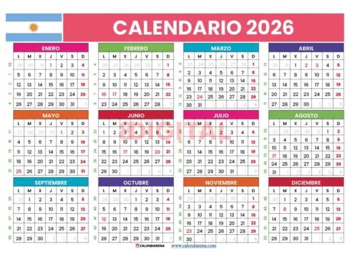 Calendario del 2026