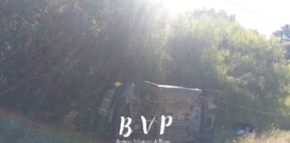Un vuelco vehicular sobre la Ruta 131, en la zona de Villa Fontana. Foto: BVP