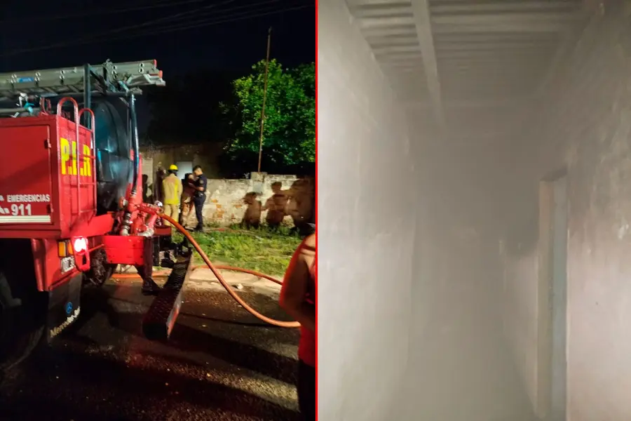 La vivienda afectada por el incendio. Foto: Bomberos Voluntarios de Paraná.