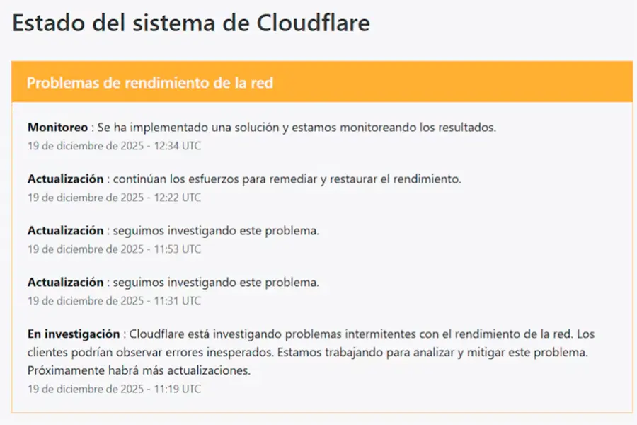 La compañía asegura que implementó una solución, sin embargo, los reportes continúan. (Cloudflare)