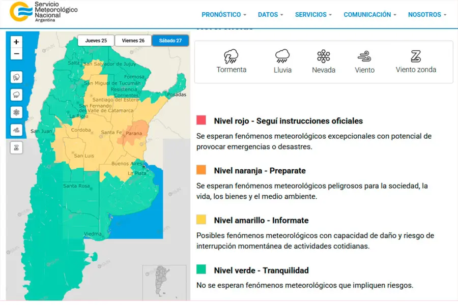 Alerta por tormentas