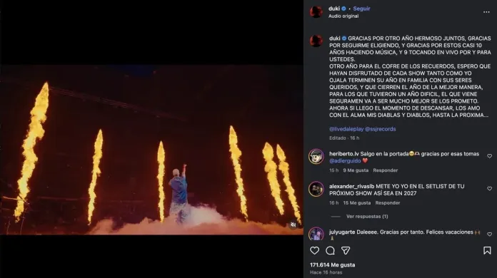 Duki cerró un año histórico