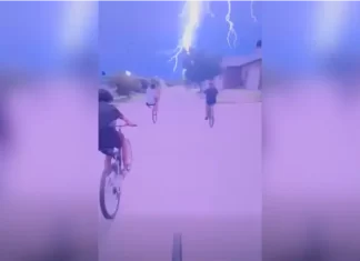 Un rayo cayó a metros de chicos en bicicleta en Cerrito. Foto: FM Cerrito