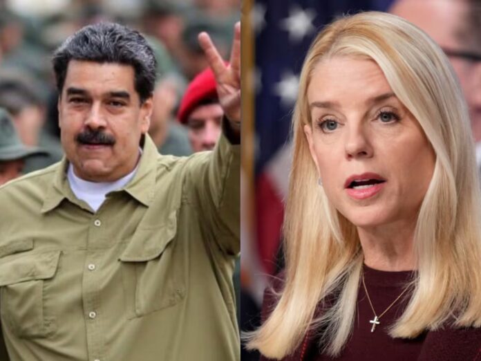 Pam Bondi, fiscal general de Estados Unidos, detalló públicamente los delitos por los que está imputado Nicolás Maduro (Foto: AFP y AP).